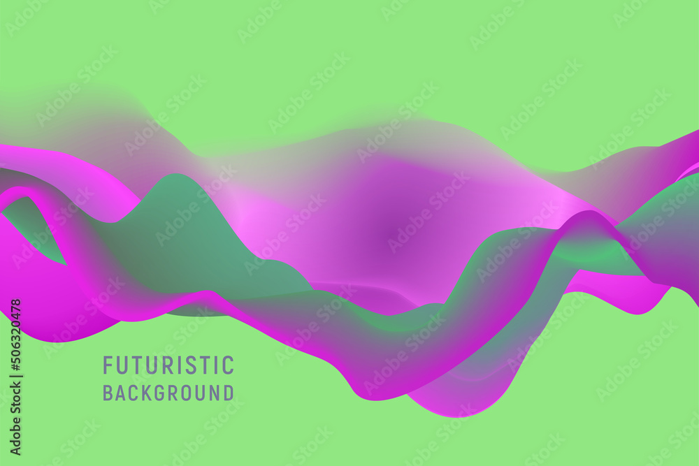 Poster 3d wavy abstract background. dynamic effect. futuristic technology style. motion vector illustration