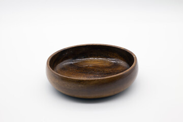 Kitchenware, wooden bowl, bottom, white background,Include Clipping Path.