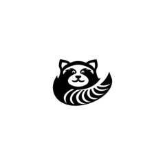 Cute Black raccoon logo vector icon illustration
