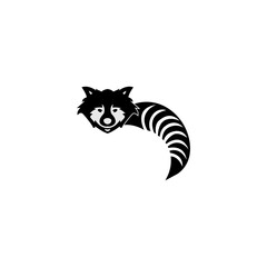 Cute Black raccoon logo vector icon illustration
