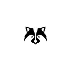 Cute Black raccoon logo vector icon illustration