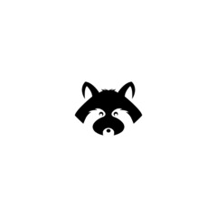Cute Black raccoon logo vector icon illustration