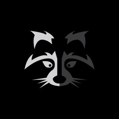 Cute Black raccoon logo vector icon illustration