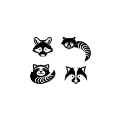 Cute Black raccoon logo vector icon illustration