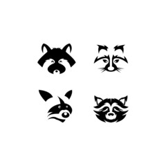Cute Black raccoon logo vector icon illustration