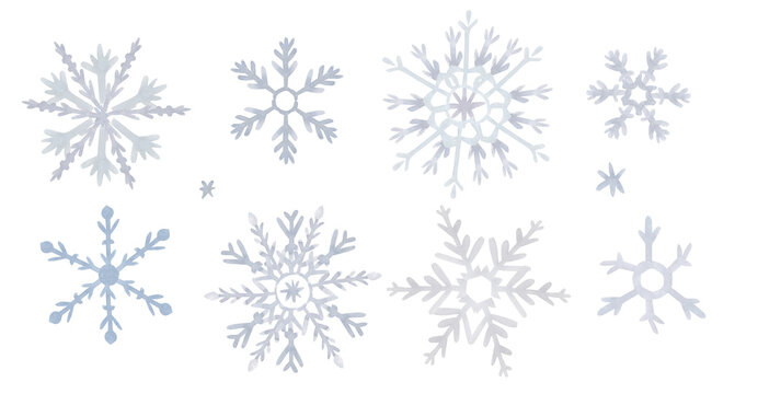 Watercolor snowflakes, illustration for kids