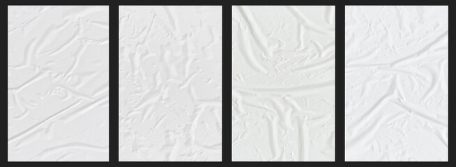 Set of wrinkled paper templates. wet blank paper for poster and text