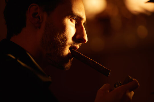 pensive ganster with cigar