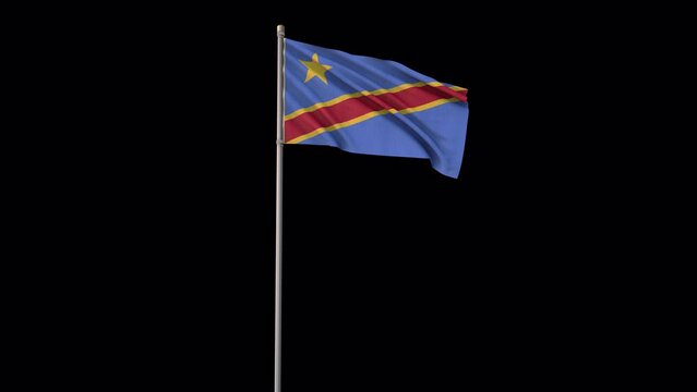 Democratic Republic of the Congo flag, 4k video background is transparent, DRC
