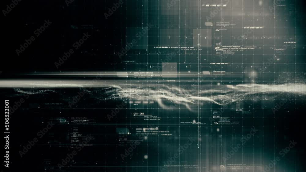 Poster futuristic abstract de-focus metaverse data matrix, meta, telemetry and encrypt numbers display with