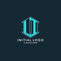 Letter LI logo with hexagon shape geometric style design idea - obrazy, fototapety, plakaty