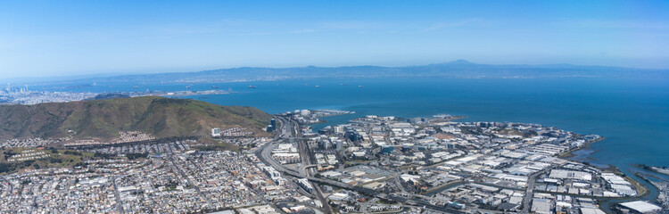 Aerial view of South San Francisco city, California, United States. - obrazy, fototapety, plakaty