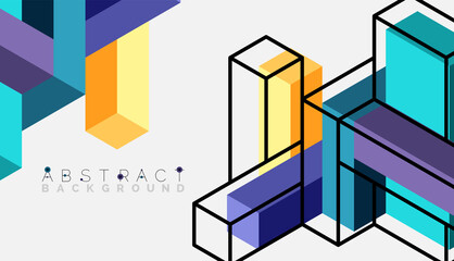 Fototapeta premium Abstract background. 3d cubes, cubic elements and blocks. Techno or business concept for wallpaper, banner, background, landing page
