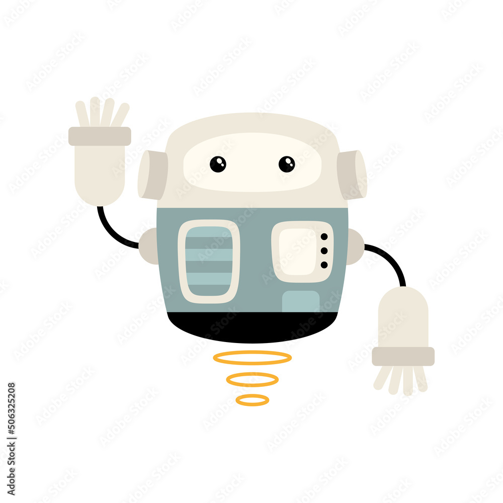 Poster white robot floating