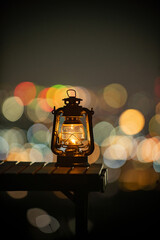夜景とランタン