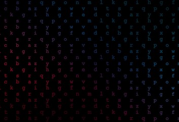 Dark blue, red vector pattern with ABC symbols.