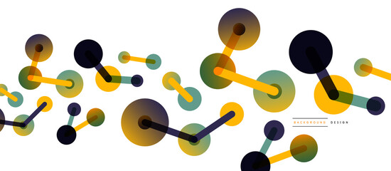 Line points connections geometric abstract background. Circles connected by lines. Trendy techno business template for wallpaper, banner, background or landing
