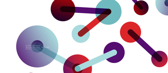 Line points connections geometric abstract background. Circles connected by lines. Trendy techno business template for wallpaper, banner, background or landing
