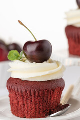 velvet cupcake with cherry