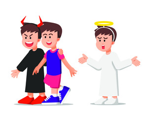 angel are disappointed because the boy prefer to follow the devil's orders