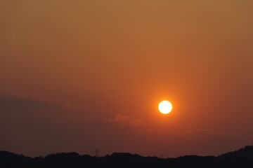 真っ赤に染まる朝焼けの空