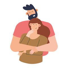 bearded man hugging woman