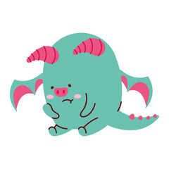 demon seated kawaii style