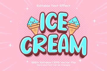Obraz premium Editable text effect - Ice Cream 3D Flat cartoon style