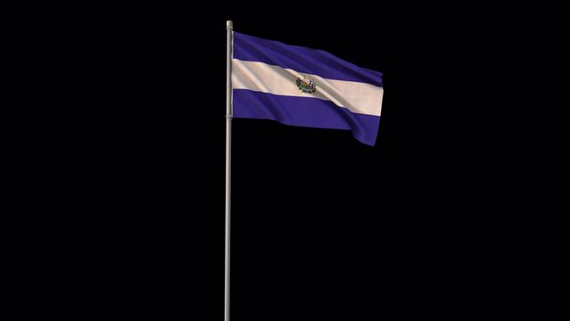 El Salvador flag, 4k video background is transparent