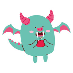 demon eating apple kawaii