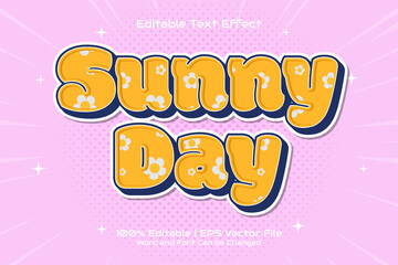 Editable text effect - Sunny Day 3D Flat cartoon style