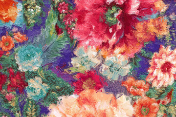 Beautiful oil painting flower illustration