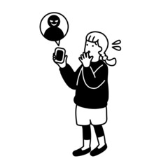 SNSトラブルに遭う小学生のイラスト
