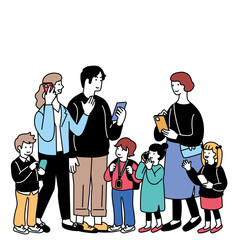 スマートフォンを使う人々のイラスト
