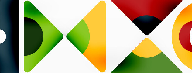 Obraz premium Creative geometric wallpaper. Minimal abstract background. Triangles and circles composition vector illustration for wallpaper banner background or landing page