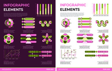 Fototapeta premium Infographic Elements Illustration Set Dark/Light