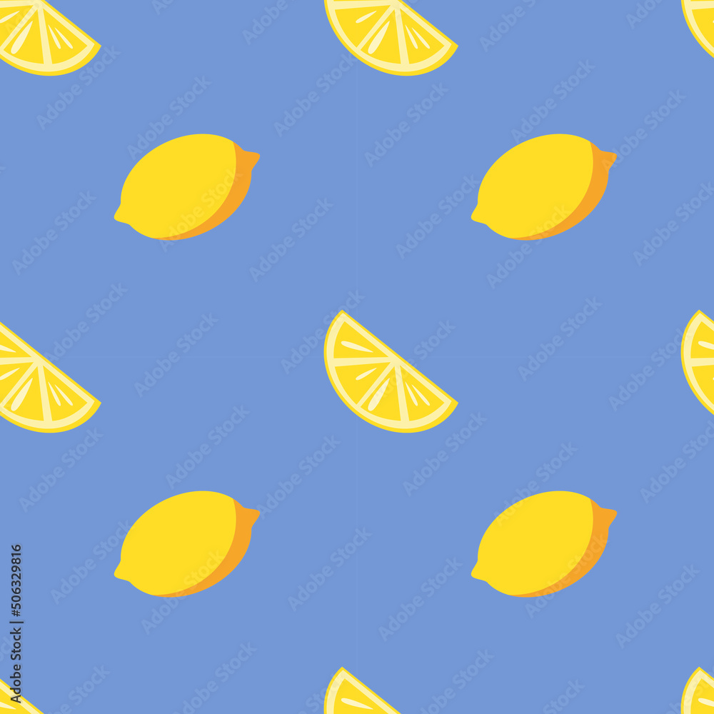 Wall mural vector seamless pattern in flat style with lemons