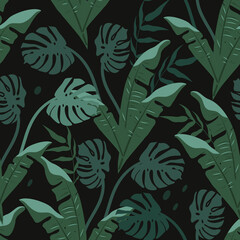 vector semaless pattern with tropical plants © Viktoria