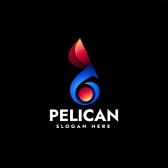 Vector Logo Illustration Pelican Gradient Colorful Style.