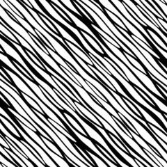 Obraz premium Vector 2 color seamless geometric zebra pattern on white backgroundblack twisty stripes for fabric design