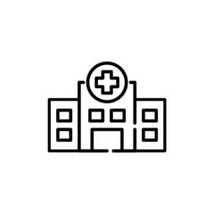 Hospital icon. Pixel perfect, editable stroke line 