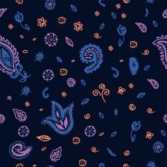 Minimalist flowers and leaves, blossom pattern