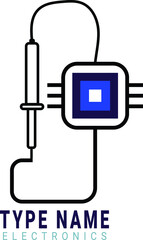 Soldering iron electronics logo design with white background