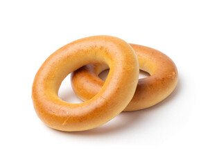 Two bagels  isolated on a white background.