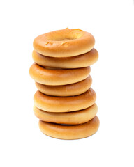 Tower of bagels isolated on a white background.
