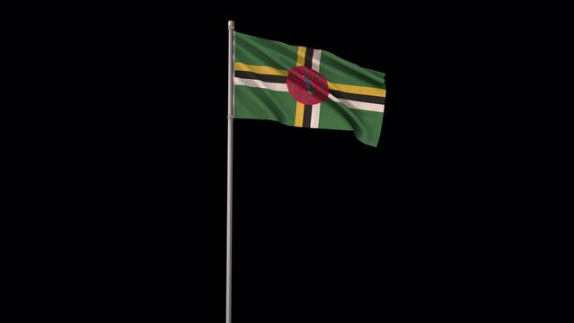 Dominica flag, 4k video background is transparent
