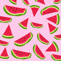 hand drawn slices fresh watermelon fruit pattern pretty cute background suitable for packaging