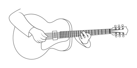 Obraz na płótnie Canvas Hands and guitar sketch illustration.