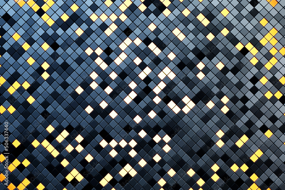 Poster 3d rendering. colorful pattern of cubes of different shapes. minimalistic pattern of simple shapes, 