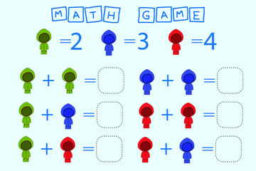 worksheet vector design, task to calculate the answer and connect to the correct number. Logic game for children.
